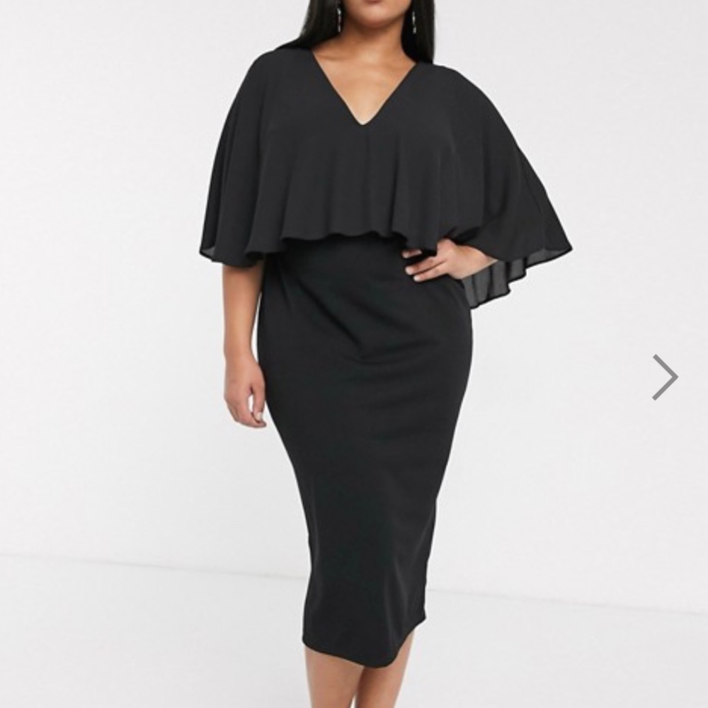 Black Cape Midi Dress 16 ASOS Curve